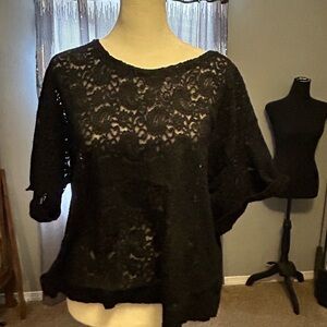 Chic Black Lace Women's Blouse